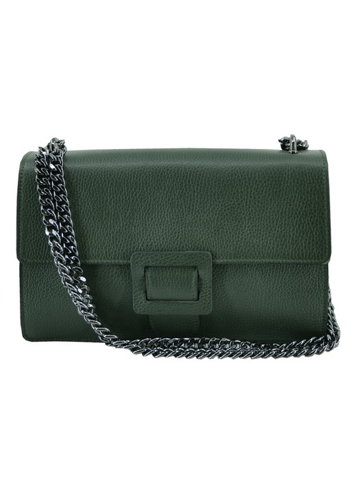 Geanta din piele pentru femei, Leather100, cod 41-BAG-2402-54, verde inchis, OneSize