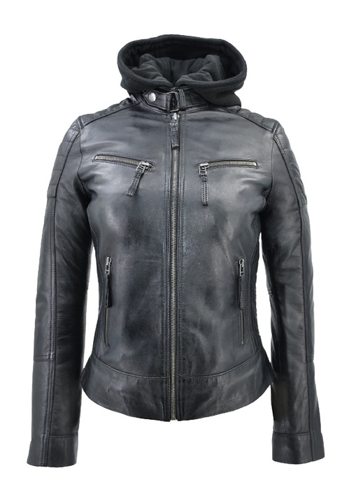 Jacheta dama 10417, Leather100, Piele naturala, Negru