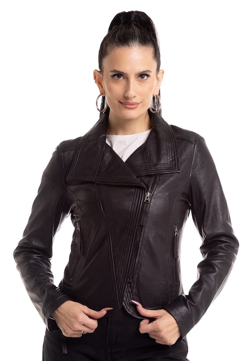 Jacheta dama 11362, Leather100, Piele naturala, Negru