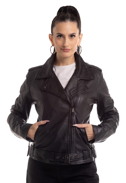 Jacheta dama 11369, Leather100, Piele naturala, Negru