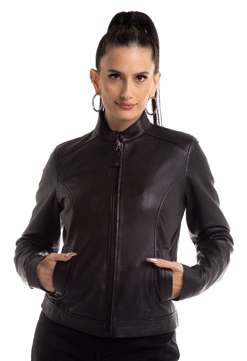 Jacheta dama 11167, Leather100, Piele naturala, Negru