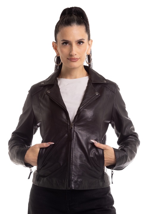 Jacheta dama 11159, Leather100, Piele naturala, Negru