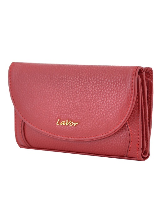 Portofel dama, Lavor, Piele naturala, Rosu