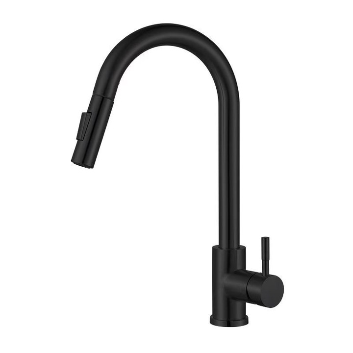 Ouyifan konyhai csaptelep, 2 spray funkcióval, matt fekete, 360°-ban elforgatható