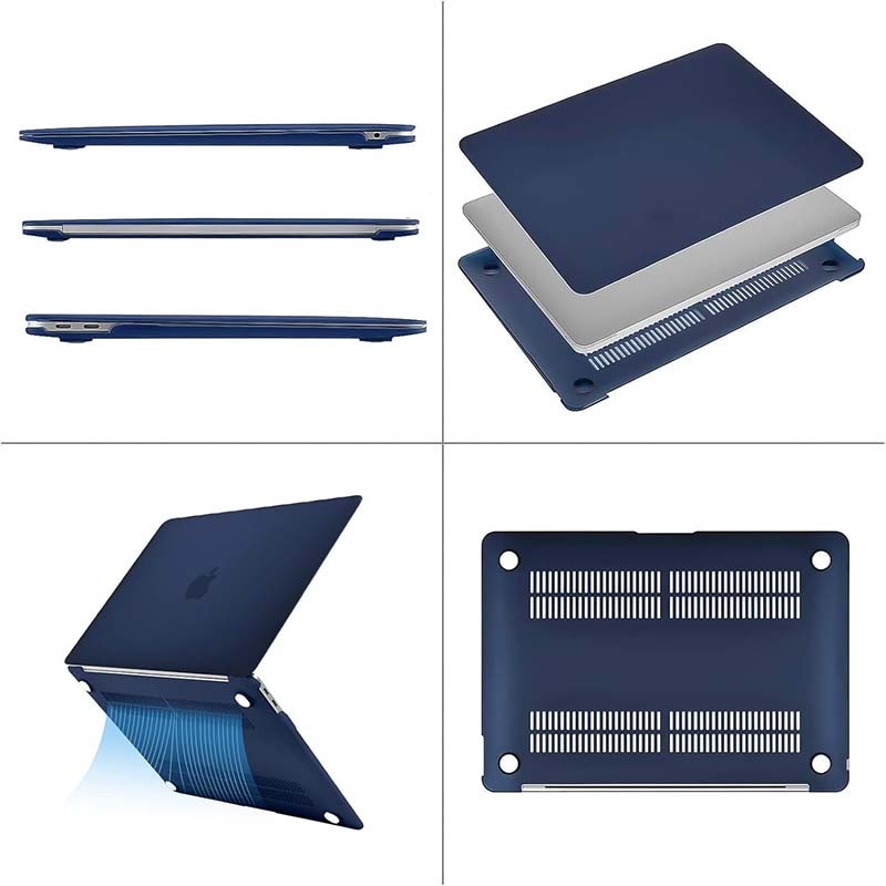Husa laptop pentru 2012-2017 MacBook Air 13 inch A1466/A1369, protectie, design snap-on, albastru inchis