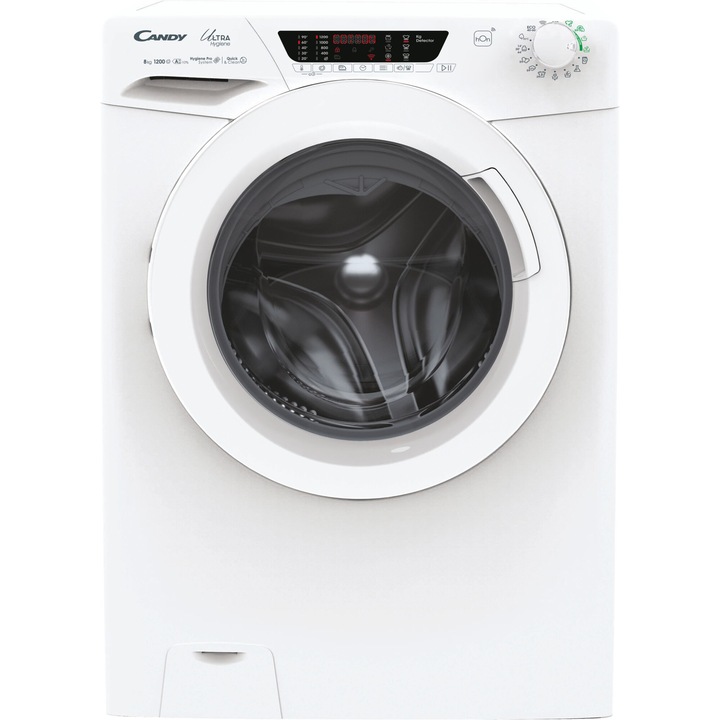 Пералня Candy Ultra Hygiene HE 1284TWM6/1-S, 8 кг, 1200 об/мин, Инверторен мотор, WiFi, Mix Power System, Клас А, Бял