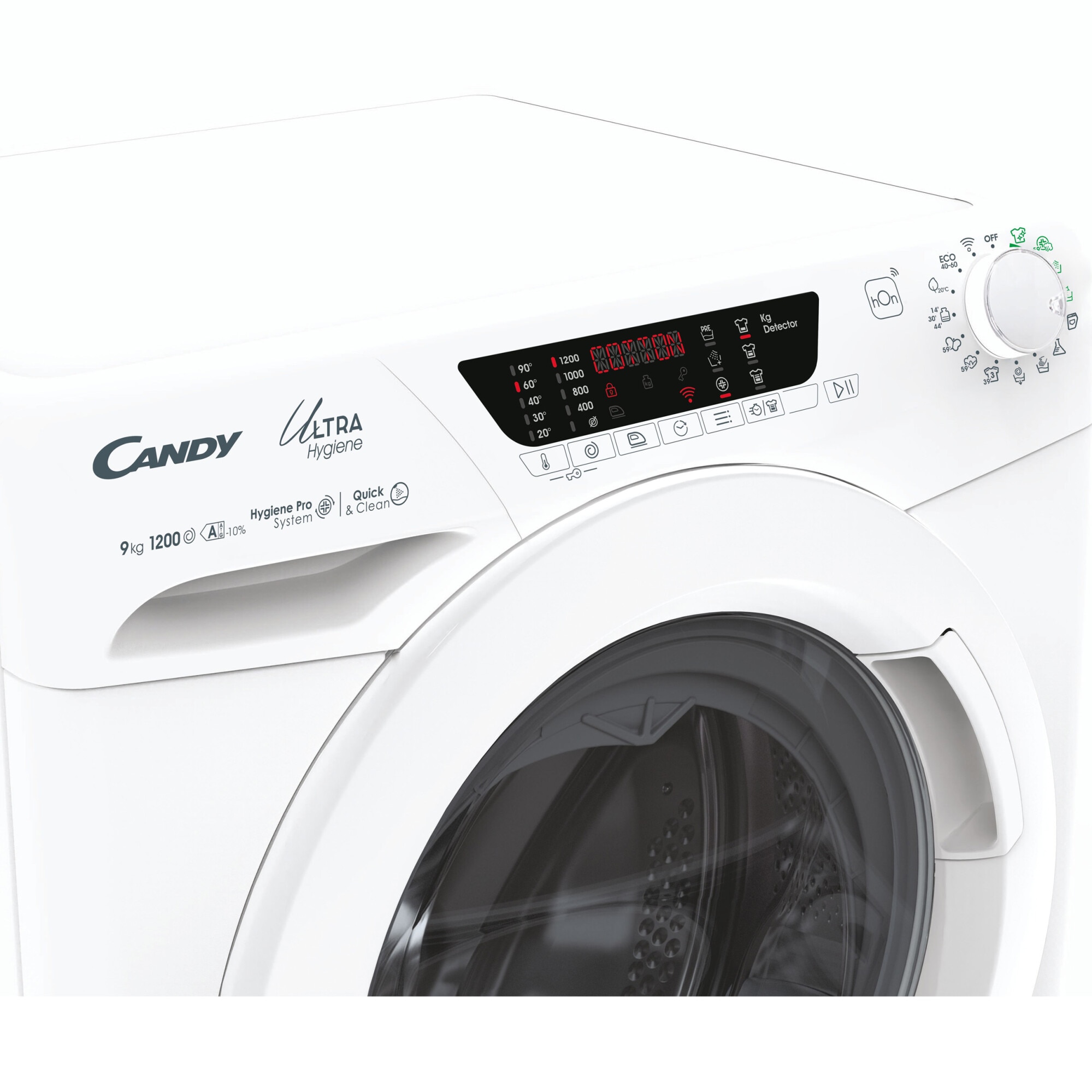 Masina de spalat rufe Candy Ultra Hygiene HE 1294TWM6/1-S, 9 kg, 1200 RPM, Motor inverter, WiFi, Mix Power System, Clasa A, Alb