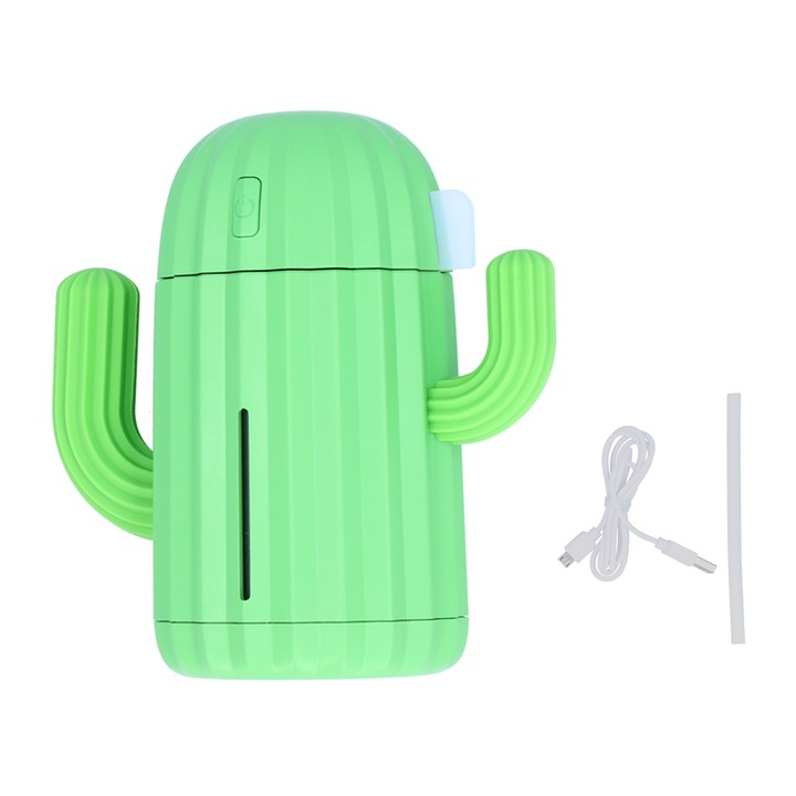 Mini párásító, longziming, zöld, 320ml űrtartalom, csendes 25-30dB, USB tápegység