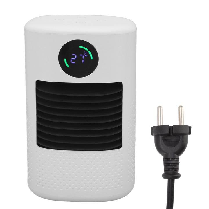 Hordozható elektromos fűtőtest 700W Mini elektromos asztali fűtőventilátor otthoni beltéri használatra EU 220V Fehér