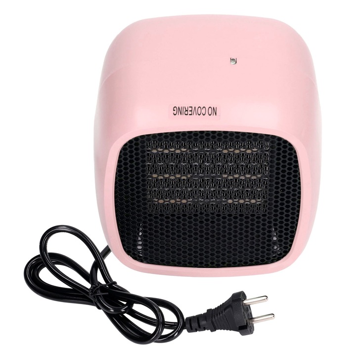 Asztali ventilátoros fűtőtest, biztonságos túlmelegedés elleni védelemmel, PTC kerámia fűtés, elektromos hősugárzó otthoni irodába, EU csatlakozó, 220V, rózsaszín