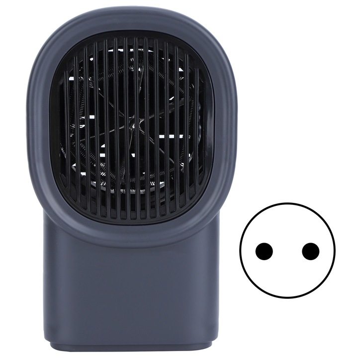 Mini hordozható 500W-os elektromos fűtőtest asztali ventilátoros meleglevegős fúvó otthoni irodai használatra 100‑220V sötétszürke EU dugó
