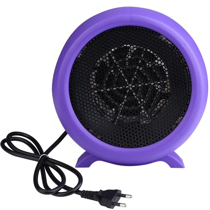 Háztartási fűtőtest Mini légfűtő ventilátor fűtőgép otthoni irodába 220 V EU csatlakozó (lila)