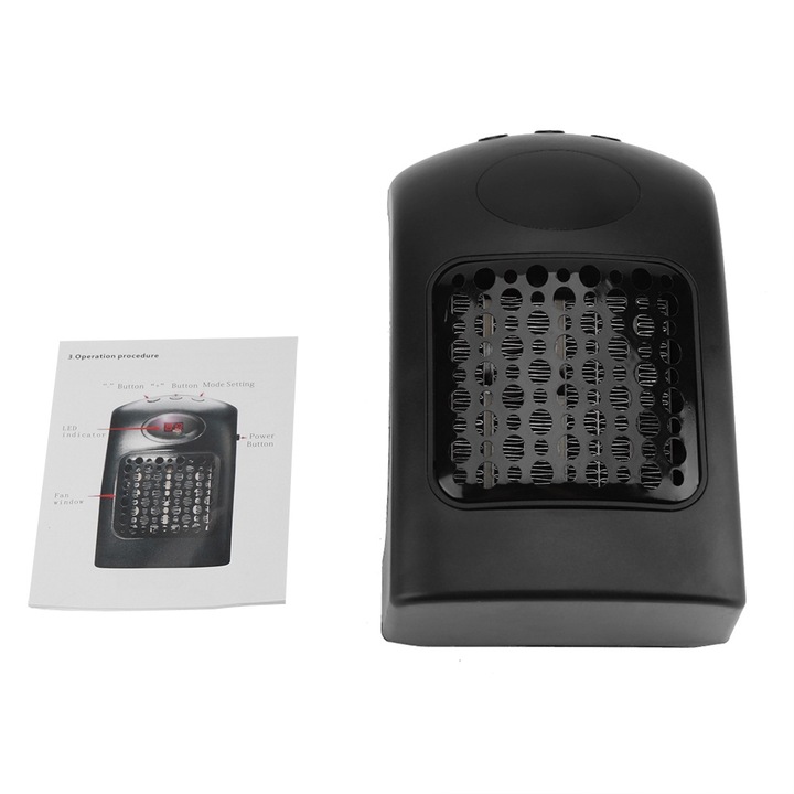Háztartási fűtőtest Mini légfűtő ventilátoros fűtőgép otthoni irodába 110-250 V EU csatlakozó fekete