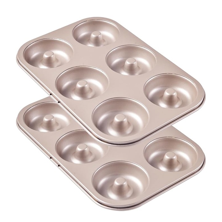 Set 2 forme din pentru prajituri, SINBINTA, Termorezistenta pana la 230 grade C, Desprindere usoara, Usor de curatat, Reutilizabile, Potrivite pentru cuptor, Auriu