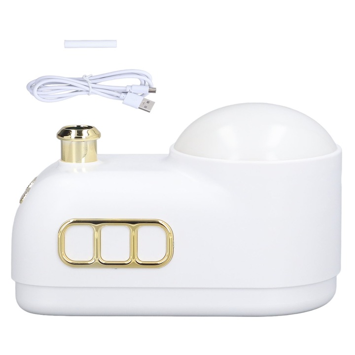 USB párásító éjszakai fény 3 fényerővel, retró stílusú, 2 párásító permetezési móddal, hordozható párásító otthonra, fehér