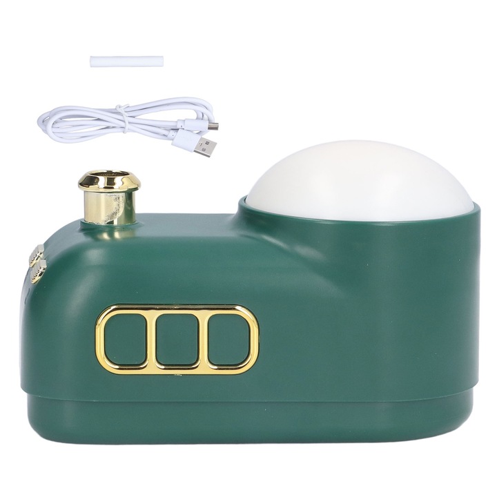 Longziming USB párásító, 2 permetezési mód, 3 intenzitási szint, zöld, 155x82x95mm