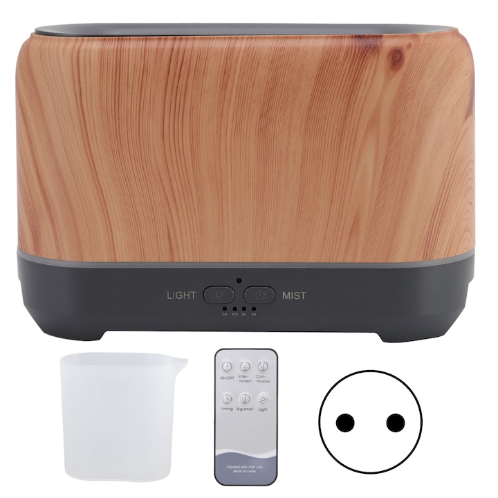 Umidificator Jormftte 700ml cu control de la distanta, 7 culori, alimentare prin priza