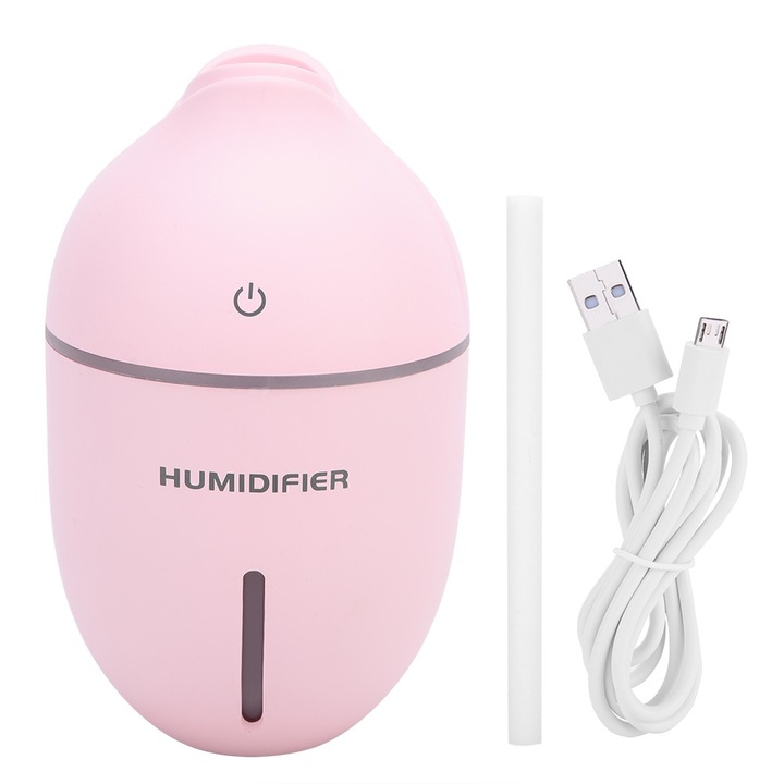 Jormftte 300ml ultrahangos párásító, kompakt kialakítás, rózsaszín, 8.5x8.5x15.8cm