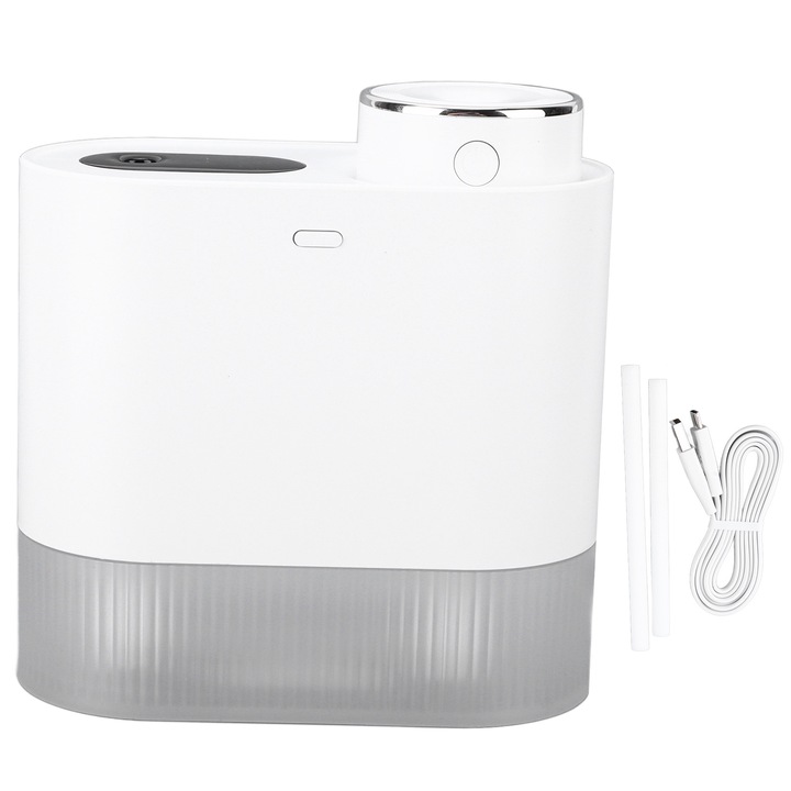Longziming mini USB párásító, 450 ml űrtartalom, dupla fúvókás kialakítás, világítás, fehér