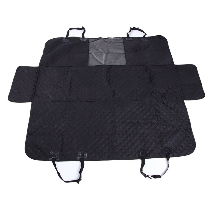 Perna pentru caini, Enforose, neagra, 137x147cm, impermeabila, cu plasa despartitoare, pentru masina