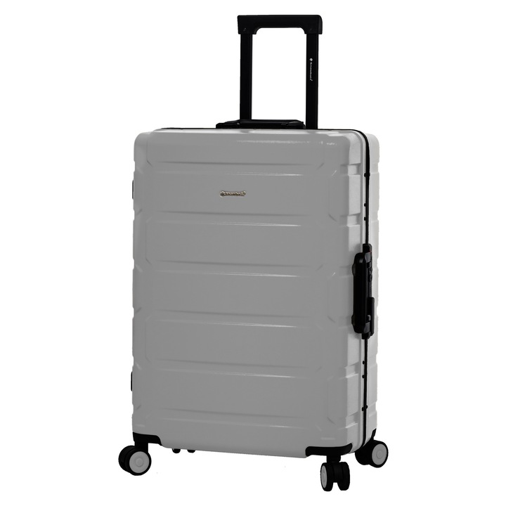 Közepes bőrönd Snowball SW20503, polikarbonát, zárral TSA, 4 kerék, 67 cm, ezüst