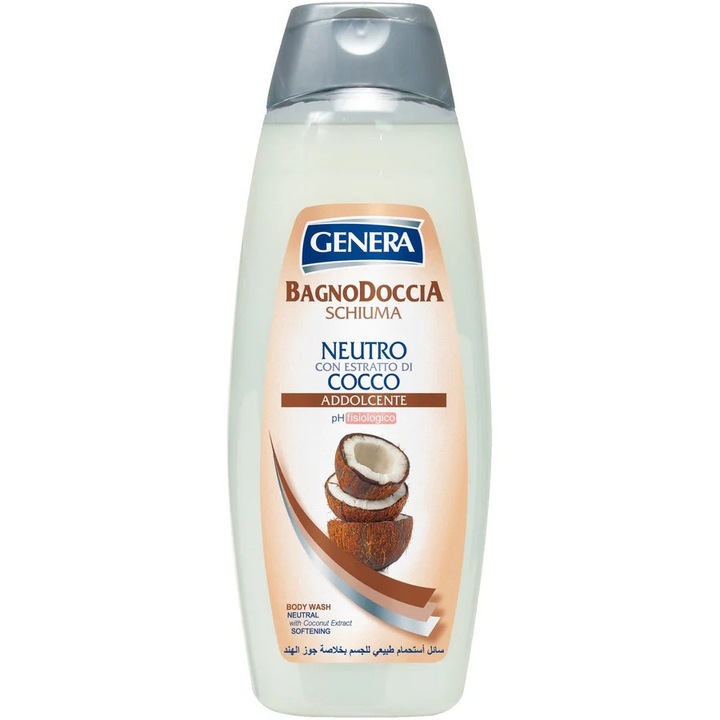 Genera Neutro душ гел с екстракт от кокос, хидратиращ, за цялото семейство, 1000 ml