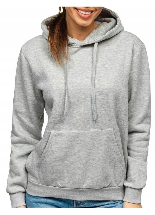 Hanorac cangur de dama cu gluga gri, J.Style, Bumbac