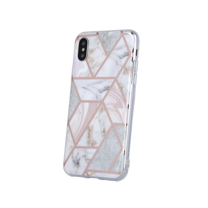 Husa Compatibila cu Samsung Galaxy A21, Geometric Marble, Roz, Atlas