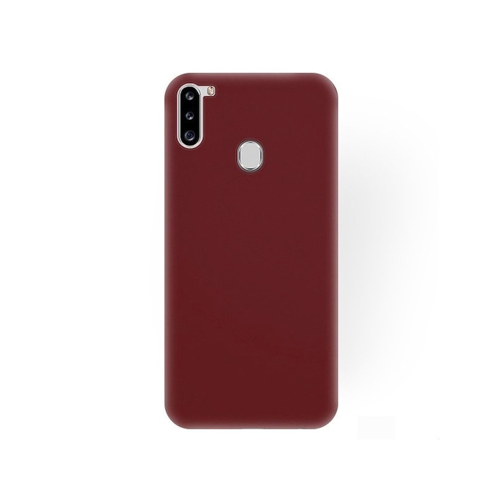 Husa Compatibila cu Samsung Galaxy A21, Silicon Cover, Interior Microfibra, Visiniu, Atlas