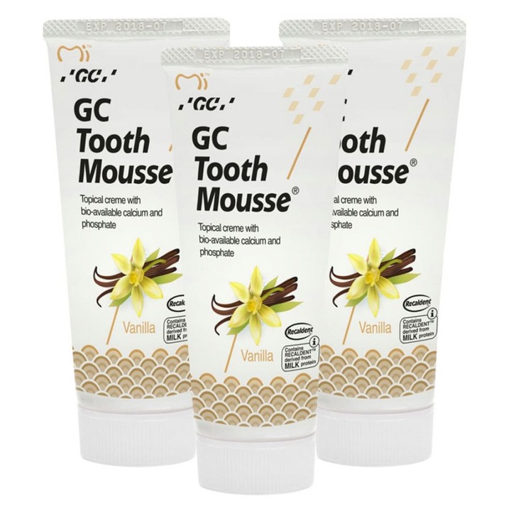 Комплект от 3 пасти за зъби GC, Tooth Mousse, Vanilla, 35 мл