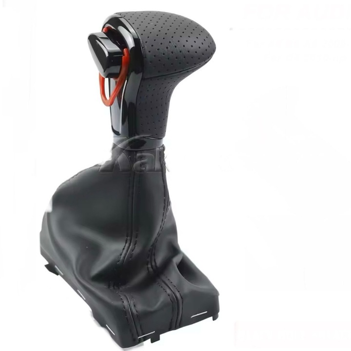 Nuca si manson, pentru schimbator de viteze pentru cutie automata, compatibil cu Audi A3/A4/A5/A6/Q5/Q7 S-line, Piele Perforata, Negru lucios