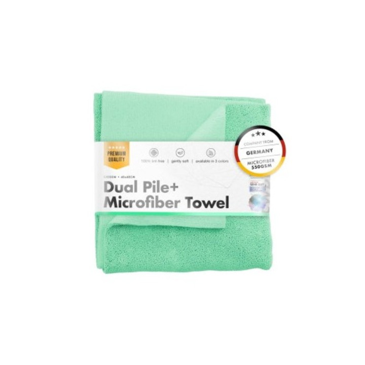 Prosop auto cu 2 fete Chemicalworkz Dual Pile Towel, 550 GSM, 40x40 cm Verde Deschis
