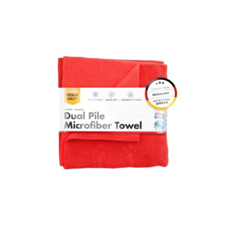 Prosop auto cu 2 fete Chemicalworkz Dual Pile Towel, 350 GSM, 40x40 cm Rosu