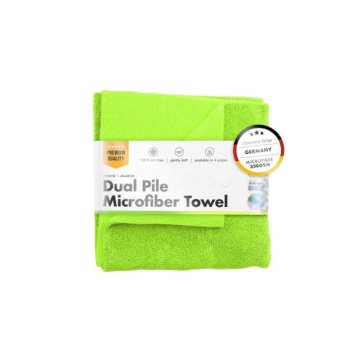 Prosop auto cu 2 fete Chemicalworkz Dual Pile Towel, 350 GSM, 40x40 cm Verde