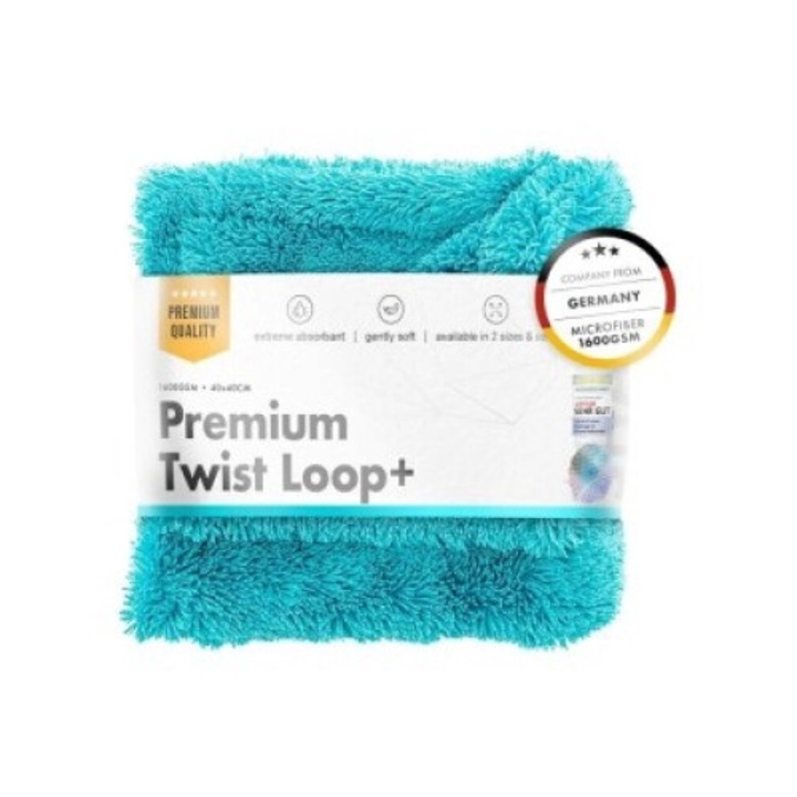 Ultra nedvszívó autótörlő Chemicalworkz Premium Twist Loop Towel, 1600GSM türkiz 40x40 cm
