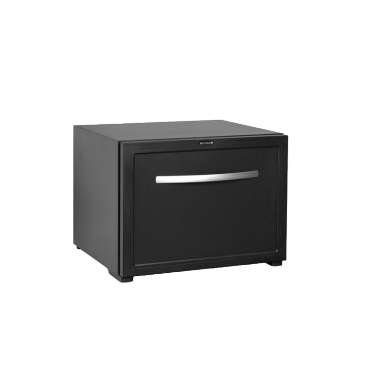 TEFCOLD минибар тип чекмедже, TD50A, 45 l, H 42 cm, идеален HoReCa/жилищен, регулируема температура 5-12°C, LED вътрешно осветление, статично охлаждане, електронен термостат, автоматично размразяване, премиум качество, ниска консумация, черен