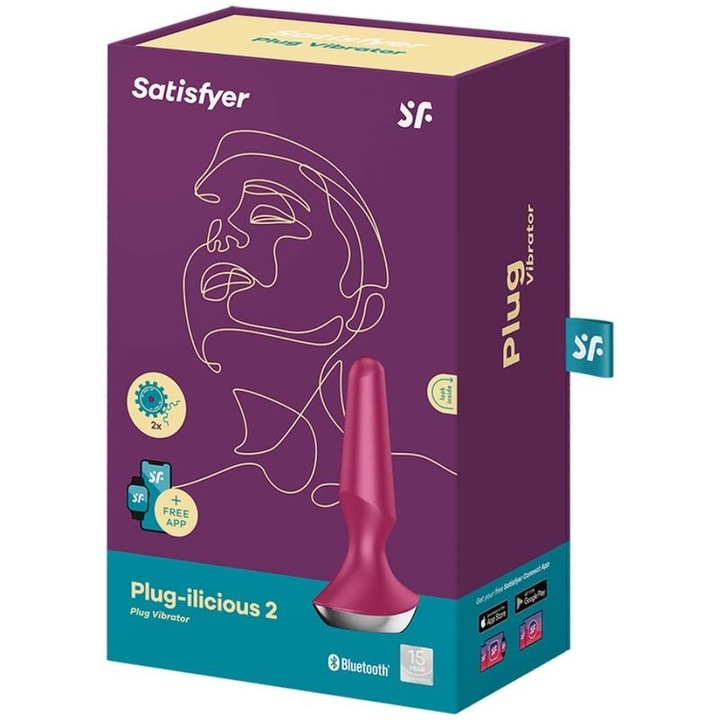 Анален вибратор Plug-ilicious 2, Satisfyer, Силикон, Управление чрез приложение, Червен