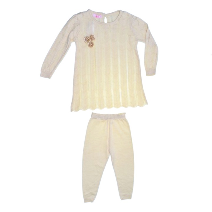 Compleu 2 piese pantaloni si bluza pentru fete Mini Junior SETMJ-35, Galben 112259