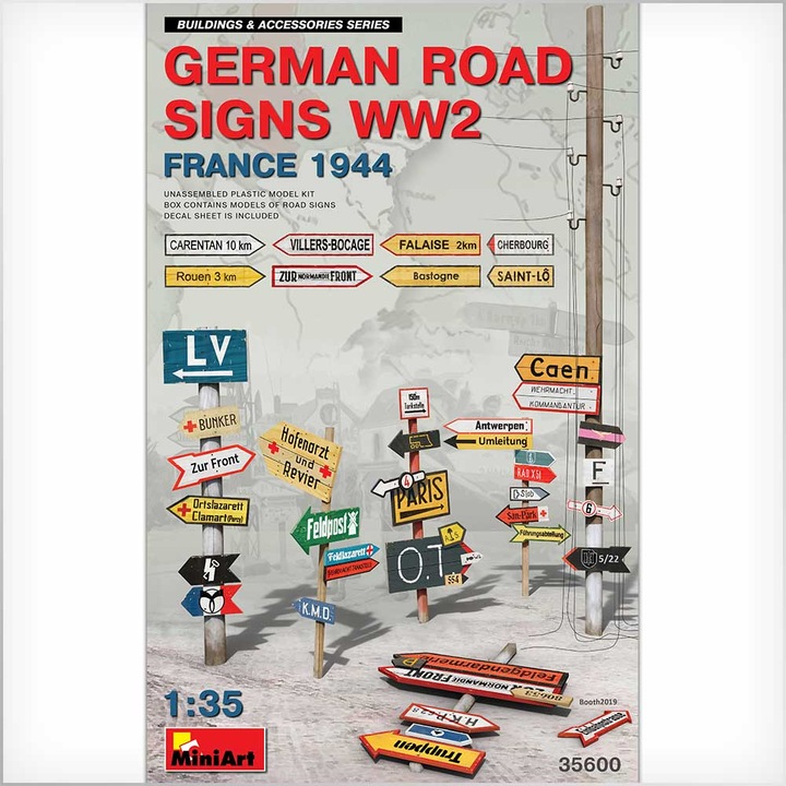 Accesorii pentru diorame de construit Miniart WWII German Road Signs France 1944 1:35 Mini 35600