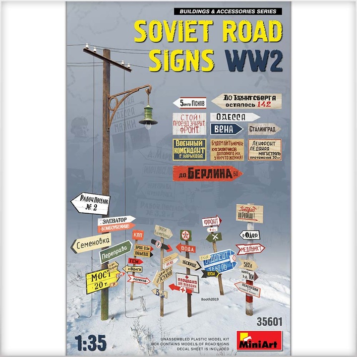 Accesorii pentru diorame de construit Miniart WWII Soviet Road Signs 1:35 Mini 35601