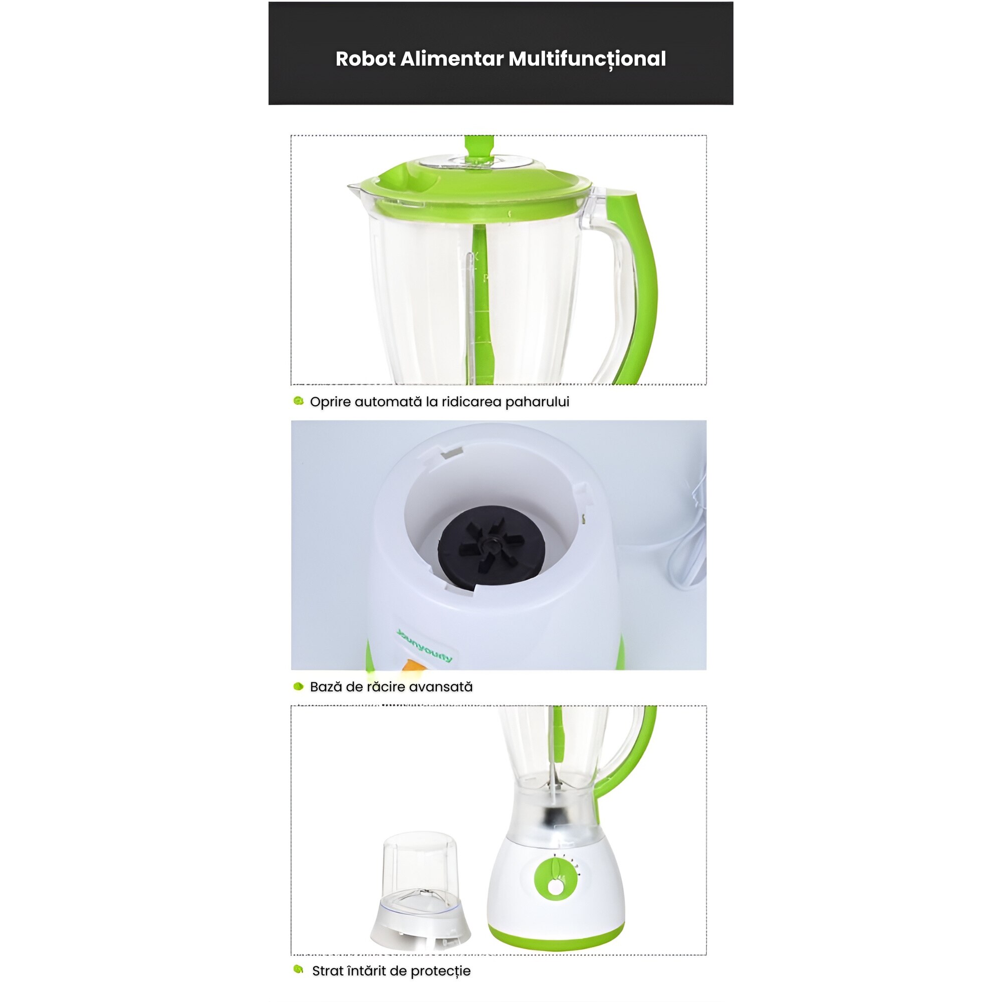 Blender Multifunctional 1000W, 10.000 RPM, 8 Taisuri, Grosime 6MM