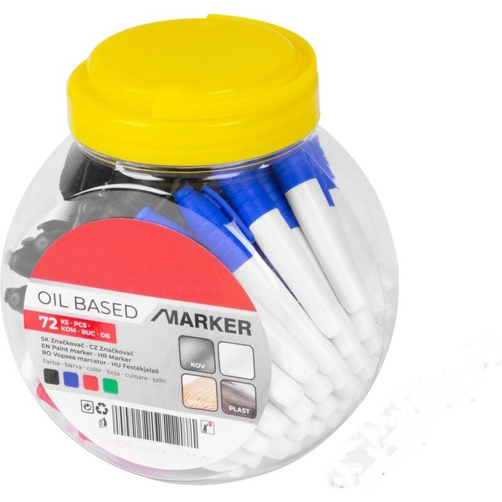72 állandó mini marker készlet, olaj alapú, 4 színben, műanyag dobozban