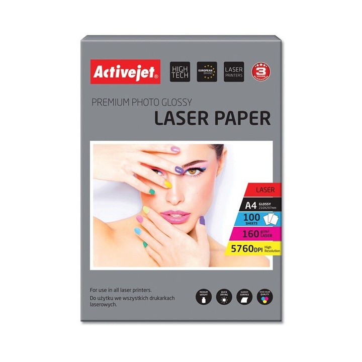 Fotópapír, ActiveJet A4, 160 g, 100 lap, fehér, 21x29,7 cm