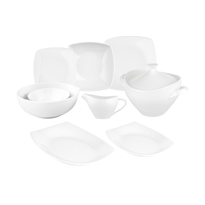 Set de masa MARIAPAULA Moderna, portelan, alb, 24 piese, pentru 6 persoane
