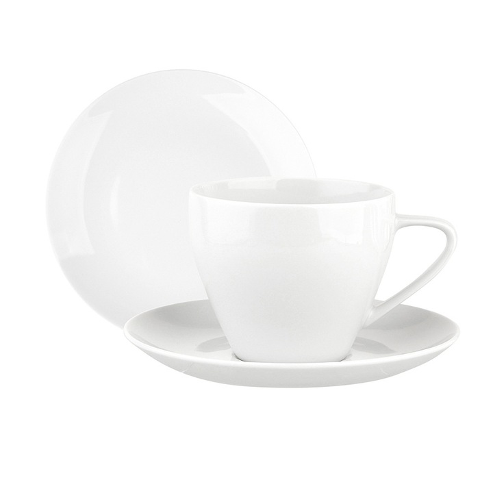 Set ceasca pentru cafea, MARIAPAULA, portelan, alb, 18 piese