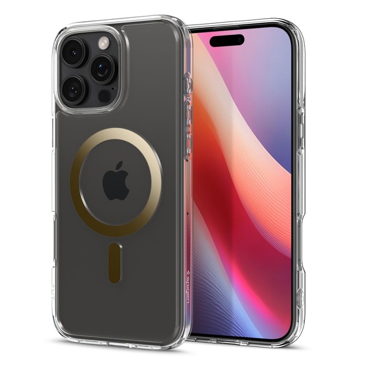 Spigen Ultra Hybrid MagSafe tok kompatibilis az iPhone 16 Pro Max Gold telefonnal