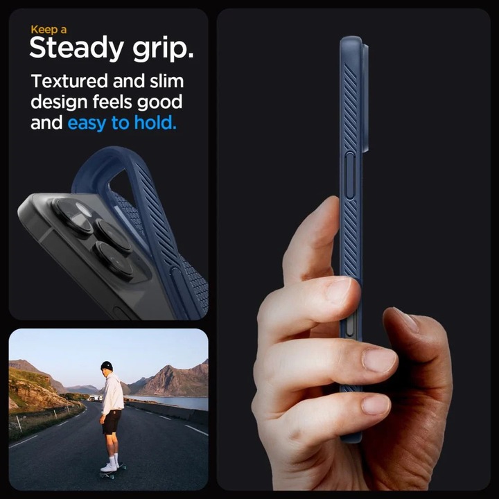 Carcasa Spigen Liquid Air compatibila cu iPhone 16 Pro Max Navy Blue