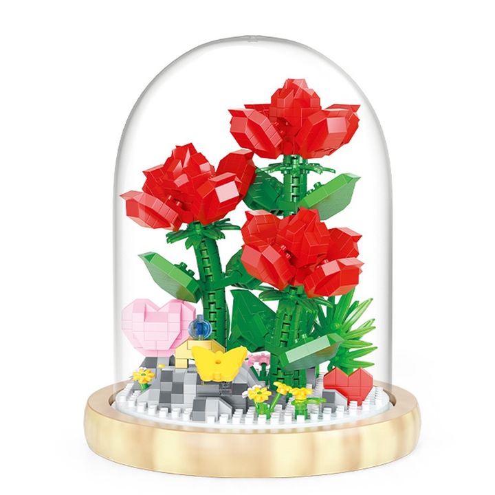 Комплект за сглобяване „Букет“, строителни блокове, калъф за прах, декорация за дома