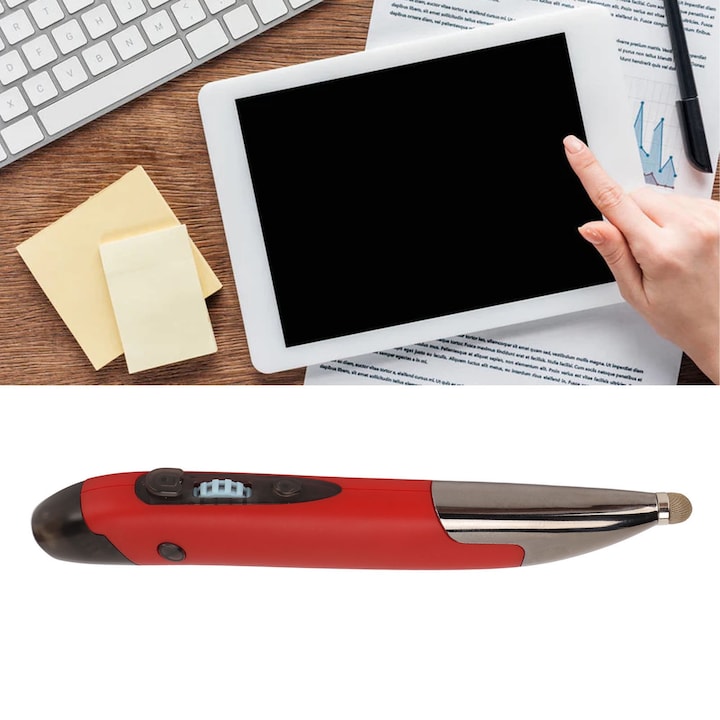 Longziming Vezeték nélküli egér, toll alakú, multifunkciós, 4 gomb, Bluetooth 3.0/5.0, fehér