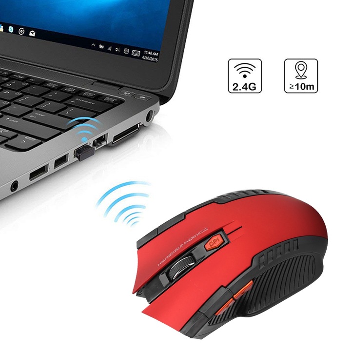 Longziming vezeték nélküli egér, gamer, fehér, 111x68x37mm, 3 állítható DPI szint